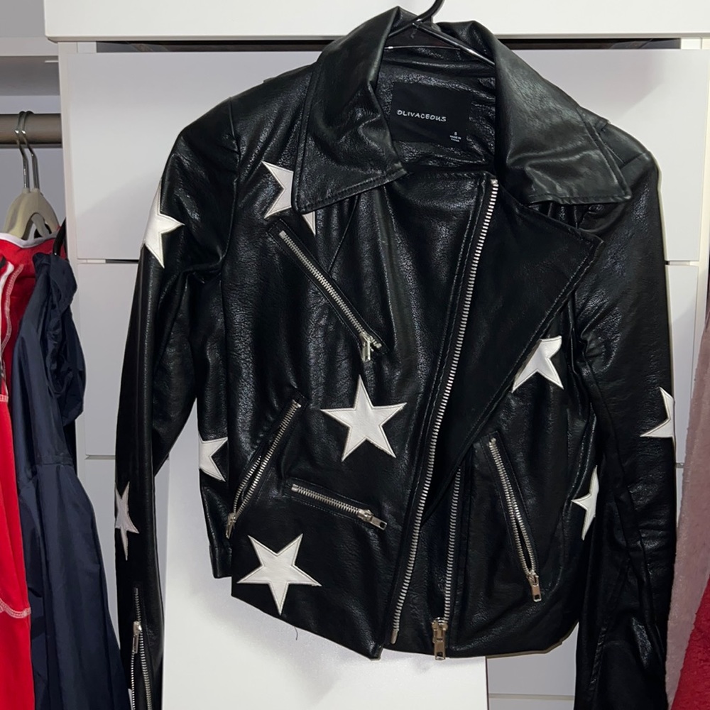 Star Faux Leather Jacket